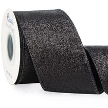 Cinta Decorativa Ribbli de 6.5 cm x 9.1 m Negra con Brillo y Alambre Cinta Decorativa Ribbli de 6.5 cm x 9.1 m Negra con Brillo y Alambre