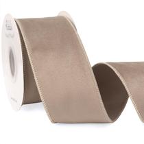 Cinta decorativa Ribbli de terciopelo camel con alambre 6,35 cm x 9,1 m Cinta decorativa Ribbli de terciopelo camel con alambre 6,35 cm x 9,1 m