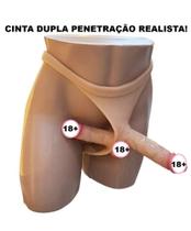 Cinta Dupla com Prótese de 14x4x e Plug 12x3,4 cm. Cinta em Silicone
