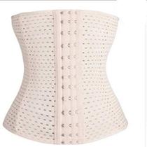 Cinta Faixa Modeladora Feminina Abdominal Afina Modela Cintura Redutora Reduz Medidas 3 FECHOS - 25cm BEGE G