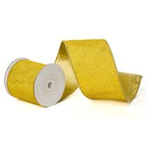 Cinta Metalizada Oro Vickerman Plisada 10 Yardas de 4 Pulgadas