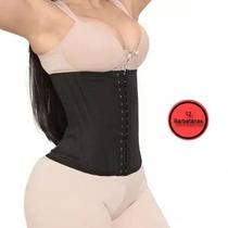 Cinta Modeladora 12 Barbatanas Preta Feminina Redutor Medida Abdominal Faixa Suporte Lombar Top Cinta Modeladora 12 Barbatanas Preta Feminina Redutor Medida Abdominal Faixa Suporte Lombar Top