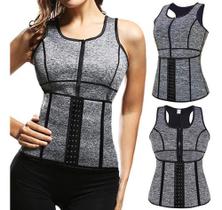 Cinta Modeladora Feminina Queima Gordura Zíper Cinza