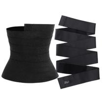 Cinta Modeladora INVISÍVEL Faixa Cintura Queima Gordura Preta Wrap Waist Trainer Tape Tamanho:3 metroEstilo:2-pecas