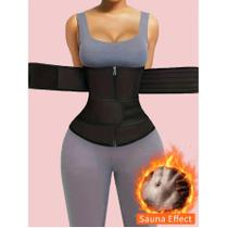 Cinta Modeladora Pós-Parto Com Zíper Duplo, Estilo Suor, Redutora De Abdômen