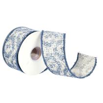 Cinta Navideña Vickerman Jacquard Azul de 2.5 cm, 9.1 Metros