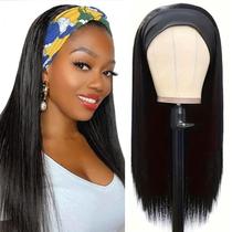 Cinta para el cabello con peluca Olimaruly, cabello humano lacio, 40 cm, negro natural