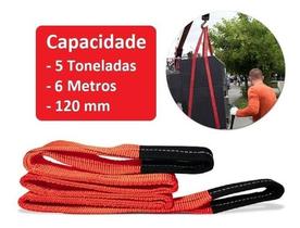 Cinta Para Elevação De Carga 6m X 120mm 5 Tonelada Vermelha