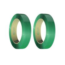 Cinta PET 16mm x 0,8mm Verde Kit com 2 Rolos para Fechamento de Paletes e Amarração Segura