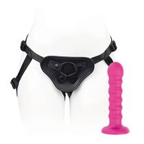 Cinta Strap On ajustável com plug escalonado pink 18x3,5cm - Importado Cinta Strap On ajustável com plug escalonado pink 18x3,5cm - Importado