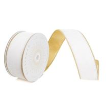 Cinta Vickerman de Terciopelo Blanco con Ribete Dorado 2,5 cm x 10 m Cinta Vickerman de Terciopelo Blanco con Ribete Dorado 2,5 cm x 10 m