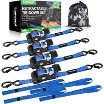 Cintas de amarração com catraca retráteis Lamwerol 1 pol. x 3 m, 1650 lb, kit com 4 unidades, azul