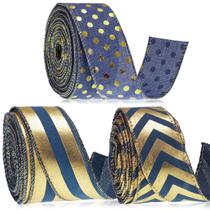 Cintas Decorativas Chuangdi 3 Rollos 3.8 cm Azul Dorado Cintas Decorativas Chuangdi 3 Rollos 3.8 cm Azul Dorado