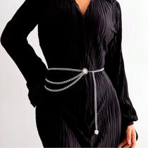 Cinto 3 Corrente Feminino Dourado Prateado Cintura Regulavel