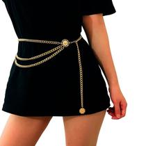 Cinto 3 Corrente Feminino Dourado Prateado Cintura Regulavel - Cinto 3 Corrente Feminino Dourado Prateado Cintura Regulavel -