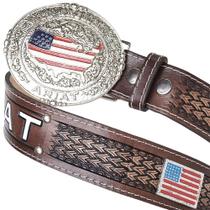 Cinto Ariat Country em Couro Artesanal Fivela Removivel Texturizado American EUA Festa Peao Rodeio