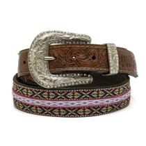 Cinto Atrevidu's Country Em Couro E Tecido X Rosa Feminino com Fivela Stass Cinto Atrevidu's Country Em Couro E Tecido X Rosa Feminino com Fivela Stass