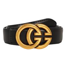 Cinto Aurolan, moda feminina clássica, couro com fivela de metal