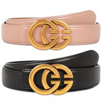 Cinto Aurolan, moda feminina clássica, couro com fivela de metal