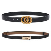 Cinto Aurolan, moda feminina clássica, couro com fivela de metal