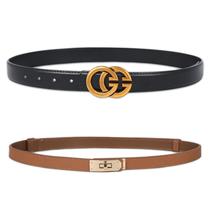 Cinto Aurolan, moda feminina clássica, couro com fivela de metal