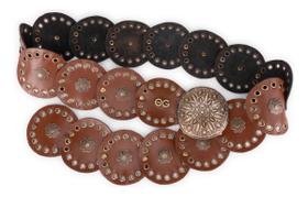 Cinto Boho Chic Tendência Country Couro Legítimo Plus Size redondo