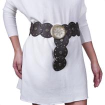 Cinto boho feminino em couro café Cinto boho feminino em couro café