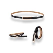 Cinto CaserBay Fashion Elegant Dress Skinny em couro envernizado