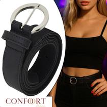 Cinto Casual Feminino Couro Preto Conforto Estilo