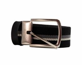 Cinto Casual Ixória Lona Elástico Detalhe Couro Preto Cinto Casual Ixória Lona Elástico Detalhe Couro Preto