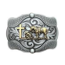 Cinto com fivela, cavalo e cruz para homens, estilo cowboy ocidental Cinto com fivela, cavalo e cruz para homens, estilo cowboy ocidental