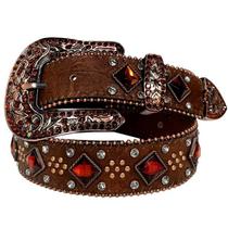 Cinto Com Fivela Country Com Strass Triangulo Marrom Oklahoma Country