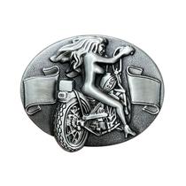 Cinto com fivela de motocicleta Pin-Up Girl Retro Alloy Biker Belt B