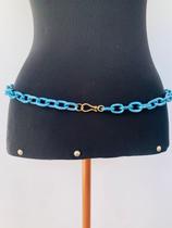 Cinto corporal Maxi bodychain trabalhado Azul fecho frontal