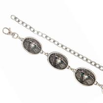 Cinto Corrente Country Medalha Touro Prata Tendencia Western