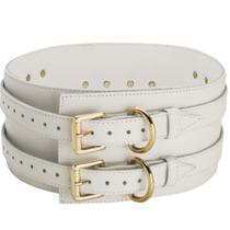 Cinto Corset branco Couro Luxo Largo Marca Grosso Alto Duas Fivelas Ajustável