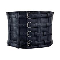 Cinto Corset Elástico Y2K Preto Em Couro plus Size Para Mulheres, Faixa De Designer Esticável