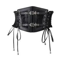 Cinto Corset Feminino Estilo Gótico Retrô Com Elástico, Renda E Fivela De Pino Acessório Punk Para