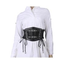 Cinto Corset Preto Chic Feminino Com Cadarço Elástico E Cintura Larga Para Festas E Passeios