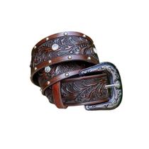 Cinto Country C/ Brilho Fivela Removível Couro Legítimo Luxo