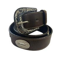 Cinto Country Couro Baladeiros Tabaco Com Bege Metais Níquel Cinto Country Couro Baladeiros Tabaco Com Bege Metais Níquel