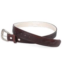 Cinto Country Couro Legitimo Trançado Touro Fivela Removível Masculino Peão