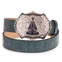 Cinto Country Couro Nossa Senhora Aparecida Fivela Grande