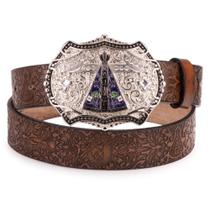 Cinto Country Couro Nossa Senhora Aparecida Fivela Grande