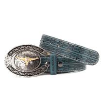 Cinto Country Em Couro Pampas Com Ilhos e Fivela Boi Masculino