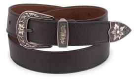 Cinto Country Feminino 100% Couro Legítimo Fivela Floral