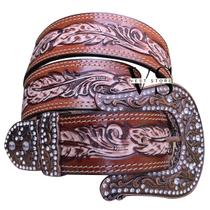 Cinto Country Feminino De Couro Trabalhado Fivela c/ Strass Cinto Country Feminino De Couro Trabalhado Fivela c/ Strass