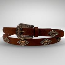 Cinto Country Feminino Fino Com Fivela E Tachas E Brilho