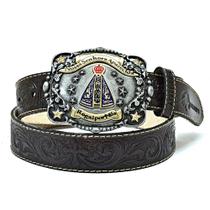 Cinto Couro Country Estampado 502 LU01 - Marrom 4cm