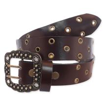 Cinto Country Muladeiro Feminino Fivela de Strass Brilho Ilhós Ouro Velho